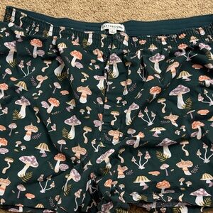 Earthbound Trading Co Size L Women’s Green Mushroom Print Pajama Boxer Shorts